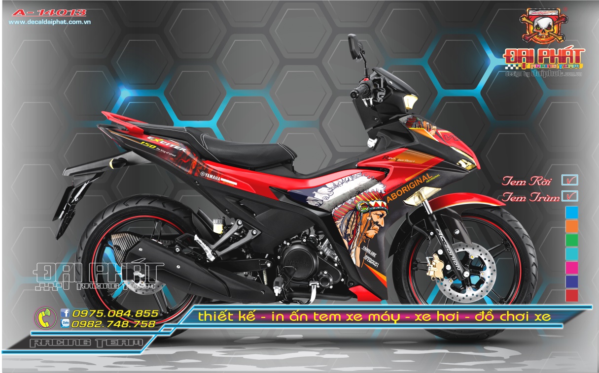 Decal Tem Exciter 155 Đỏ Đen Phiên Bản Aboriginal